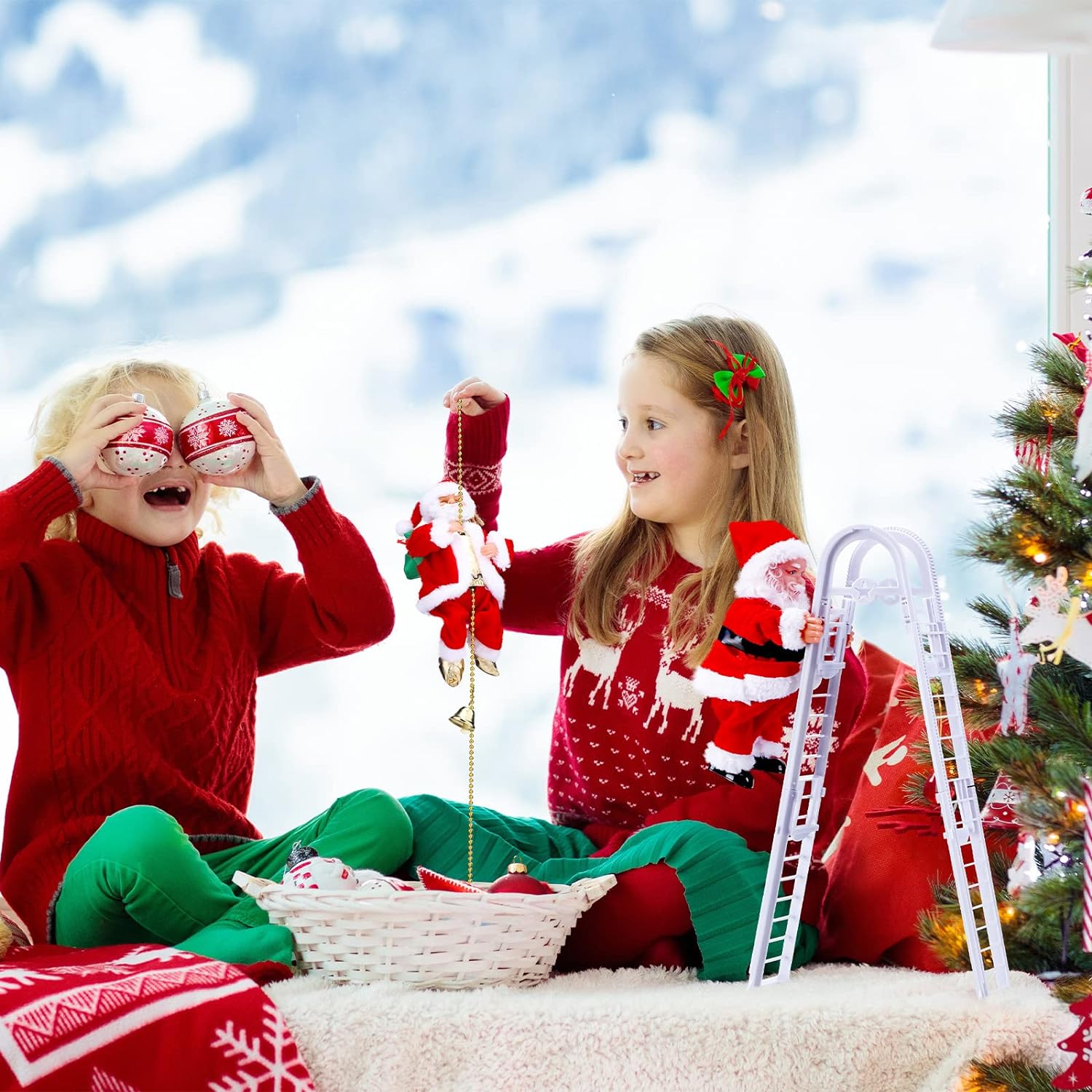 🎁Early Christmas Hot Sale 50% OFF🎅Electric Fireplace Climbing Santa Claus Musical Toys